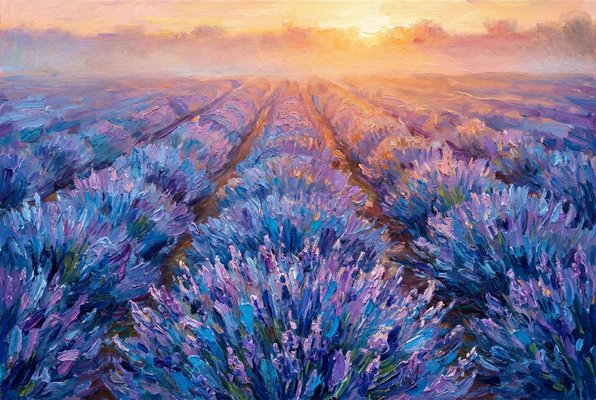 Lavender Fields at Sunrise — an imaginary Impressionist painting in the exhibition LICHTRAUSCH Lavender Fields at Sunrise — an imaginary Impressionist painting in the exhibition LICHTRAUSCH